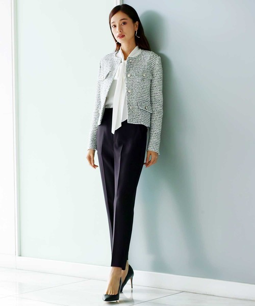 スーツ 洗える＆防シワ！「WEB限定！WHITEJOOLA」金ボタンツイードノー