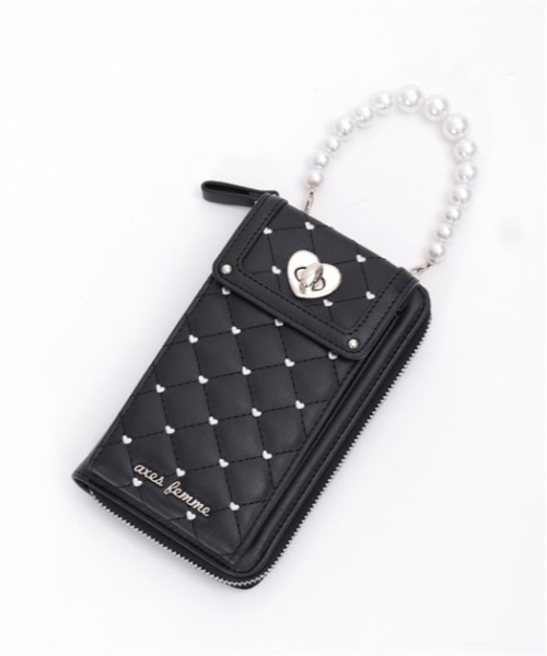✮最終値下げ✮新品未使用✮サックス✮ハートかばん✮ショルダー付✮ axes femme ショルダーバッグ バッグ ハート刺繍スマホ