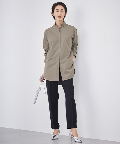 tシャツ 「洗える」 ブラウスライクジャージー ロングシャツ レディース ICB tシャツ 「洗える」 ブラウスライクジャージー ロングシャツ