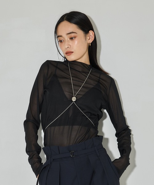 GIULIA N 売れ筋商品|||ジュリア エヌ Tシャツ トップス レディース Tops Black STUDIOUS tシャツ 「STUDIOUS/ステュディオス」「モードに-5kg