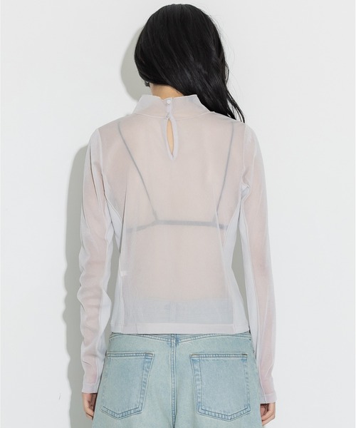 tシャツ 「STUDIOUS/ステュディオス」「モードに-5kg見え」リブパネルシアートップス/ストレッチ/ノンストレス レディース STUDIOUS tシャツ 「STUDIOUS/ステュディオス」「モードに-5kg
