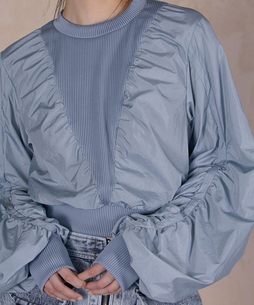 STONE NYLON GATHER PULLOVER / ストーンナイロンギャザープルオーバー レディース