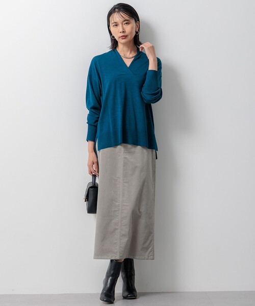 スカート 「洗える」23区DENIM ベルベットストレッチ Aライン