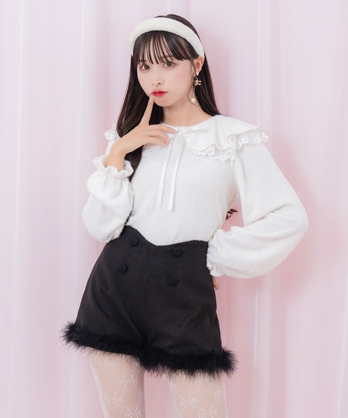 Honey Cinnamon（ハニーシナモン） パンツ 裾フェザーハイウエスト