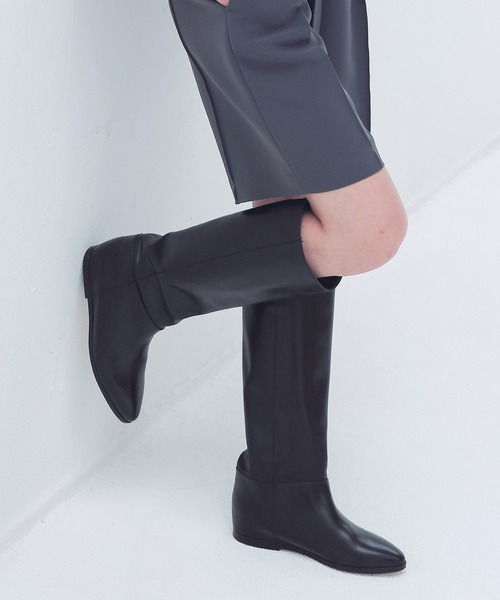 美品】CORSO ROMA9 セミスクエアワイドシャフトロングブーツ38
