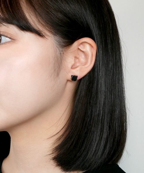 va vendome aoyama ピアス K10YG ねこ ブラックカルセドニー ピアス