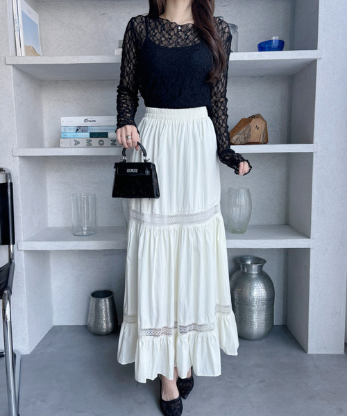 Ada. スカート レース切り替え ティアード フレアスカート : ZOZOTOWN