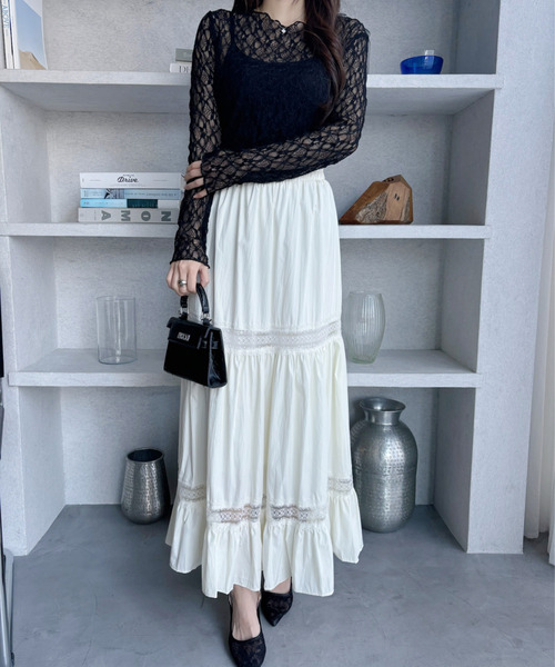 Ada. スカート レース切り替え ティアード フレアスカート : ZOZOTOWN