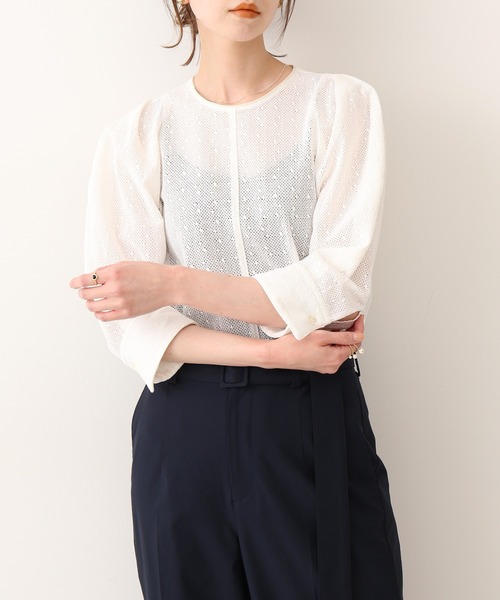 「IENA」 7分袖ブラウス - ネイビー レディース IENA 「IENA」 7分袖ブラウス - ネイビー レディース : ZOZOTOWN