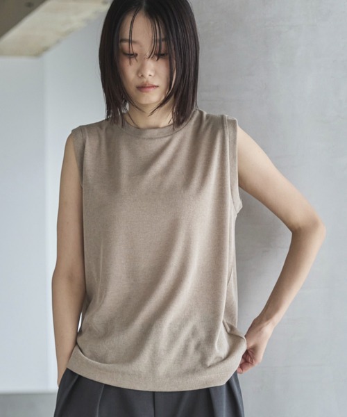 慈雨　ノースリーブトップス ノースリーブ タンクトップ カットソー レディース ゆったり