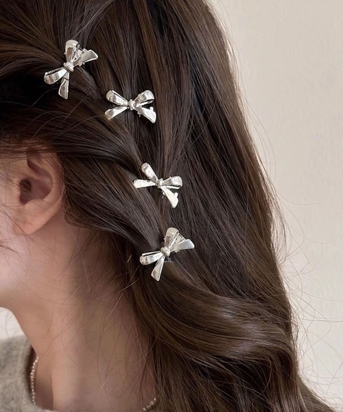 ヘアピン 4Pメタルミニリボンヘアクリップセット : ZOZOTOWN Yahoo!店