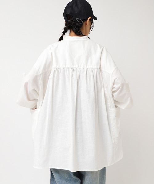 美品 URCH RNA アトリエチュニックシャツ 長袖 オーバーサイズ 白 URCH RNA ブラウス シャツ B2865 ARMYチュニックシャツ レディース