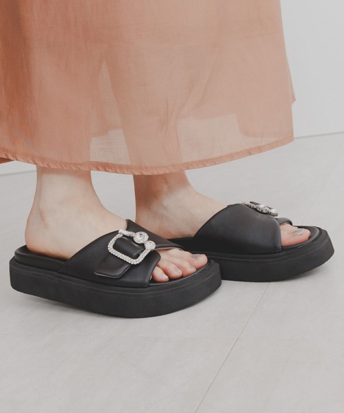 NICAL ビジューデザイン ブラックミュール NICAL ビジューデザイン ブラックミュール SALE】【25SS
