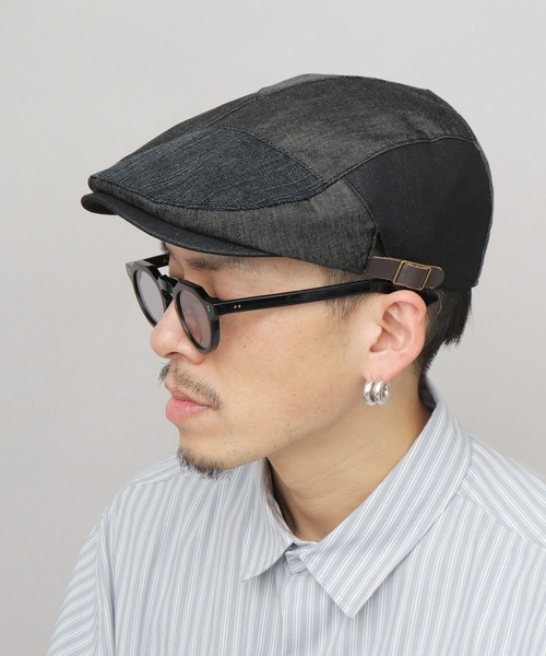 Ruben 帽子 ベレー帽 パッチワークデニム ハンチング メンズ