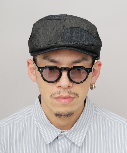 Ruben 帽子 ベレー帽 パッチワークデニム ハンチング メンズ