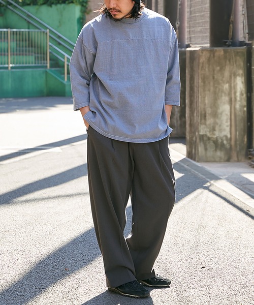 【Goodwear】製品染め7分袖SUPER BIGフットボールTシャツ Goodwear tシャツ 「Goodwear」製品染め7分袖SUPER BIG