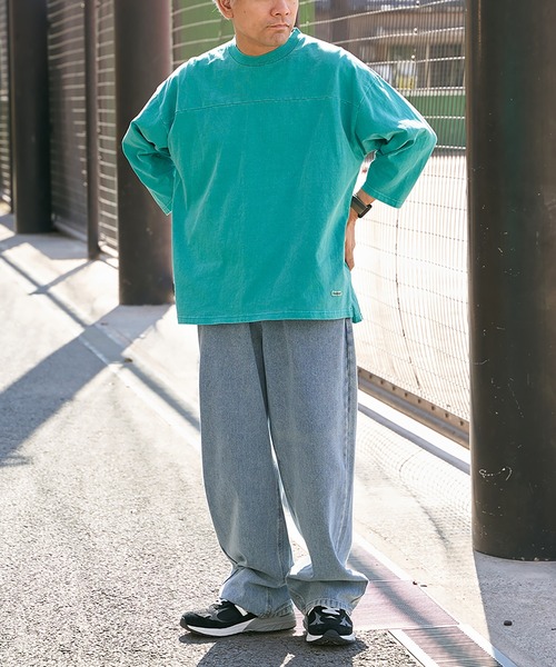 【Goodwear】製品染め7分袖SUPER BIGフットボールTシャツ セール】【Goodwear】製品染め7分袖SUPER BIGフットボールT