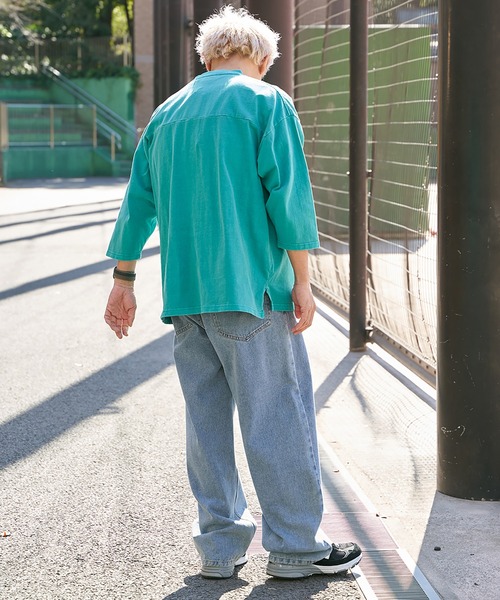 【Goodwear】製品染め7分袖SUPER BIGフットボールTシャツ Goodwear tシャツ 「Goodwear」製品染め7分袖SUPER BIG