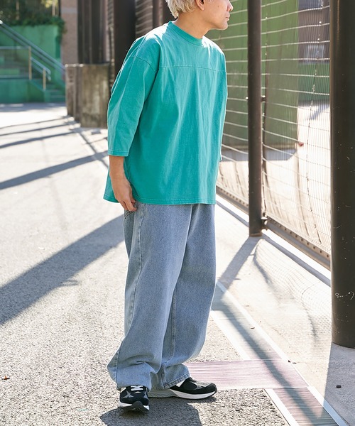 【Goodwear】製品染め7分袖SUPER BIGフットボールTシャツ セール】【Goodwear】製品染め7分袖SUPER BIGフットボールT