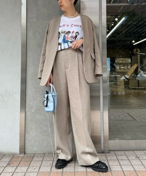 Whim Gazette ノーカラージャケット ベージュ Whim Gazette｜ジュートライクノーカラージャケット | Rakuten