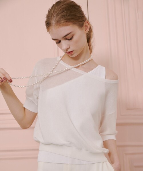 ルルウィルビーケープアンサンブルニット