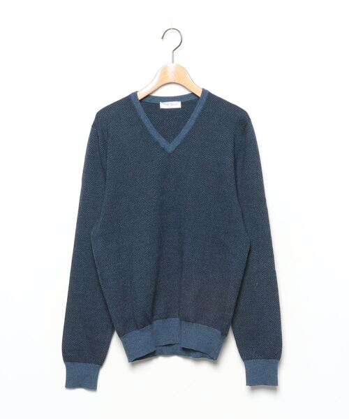[あす着] グランサッソ Gran Sasso Vネック ニット メンズ Gran Sasso（グランサッソ） Vネックニット 46 ブルー メンズ