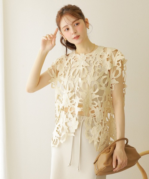 tシャツ crochet lace sleeveless tops /クロシェ レース デザイン
