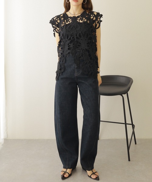 tシャツ crochet lace sleeveless tops /クロシェ レース デザイン