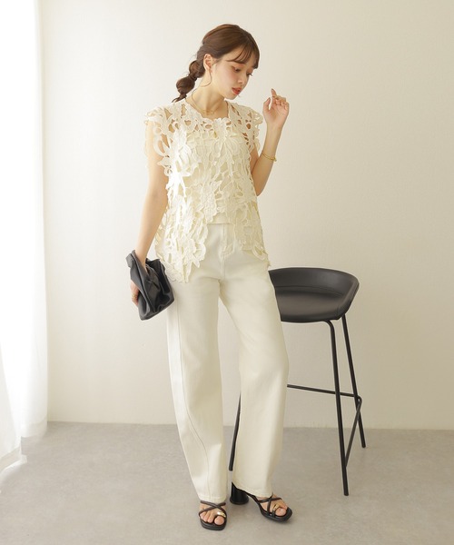 tシャツ crochet lace sleeveless tops /クロシェ レース デザイン