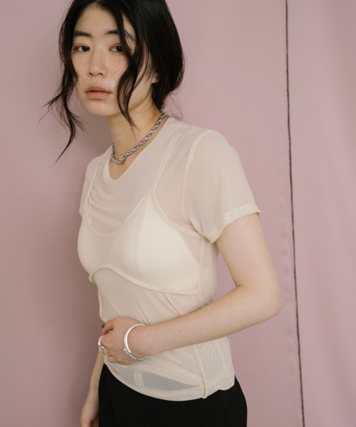 tシャツ Ｔシャツ×チュールキャミセット レディース セール】チュールキャミセットT（Tシャツ/カットソー）｜Chico