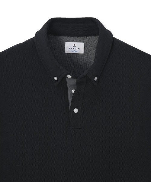 ポロシャツ　48 M LANVIN en Bleu ポロシャツ 速乾・防シワ 「COOLFIBER」 台衿付