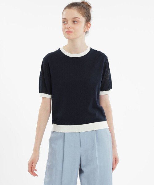 「MACKINTOSH PHILOSOPHY」 半袖ニット 38 ダークネイビー レディース