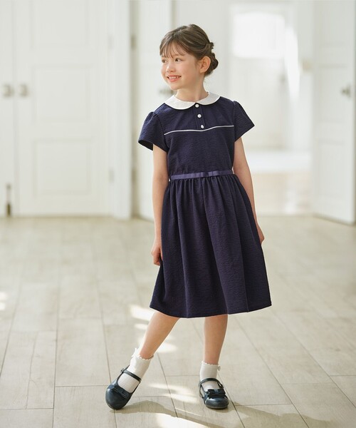 ワンピース 「150-160cm」サッカーストライプ ワンピース キッズ 子供服 女の子の画像