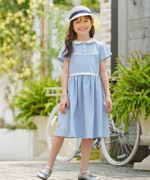 ワンピース 「150-160cm」サッカーストライプ ワンピース キッズ 子供服 女の子の画像