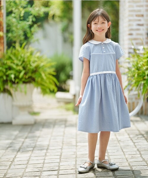 ワンピース 「150-160cm」サッカーストライプ ワンピース キッズ 子供服 女の子の画像