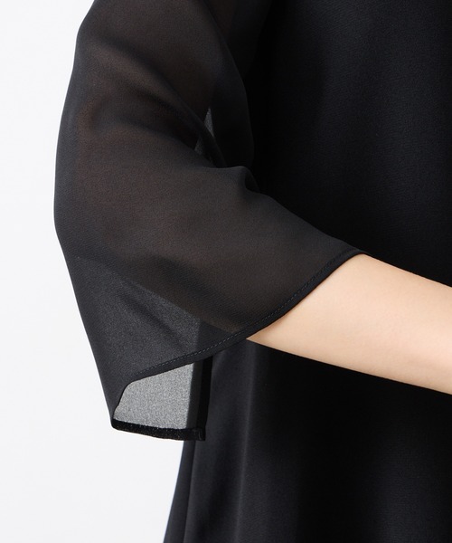 ワンピース 「夏用喪服・礼服」マシンウォッシャブル アシンメトリータックAライン サマーブラックフォーマルワンピースの画像