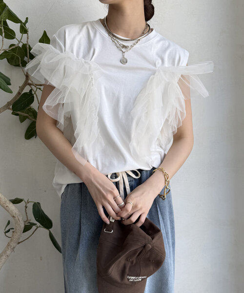 tシャツ 「WEB限定」2WAYフリルTEE レディース