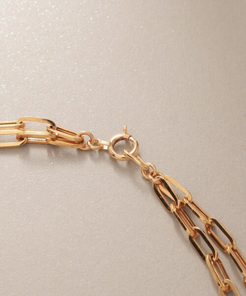 ネックレス K10中空プリムケーブルチェーン2連 ネックレス レディースの画像