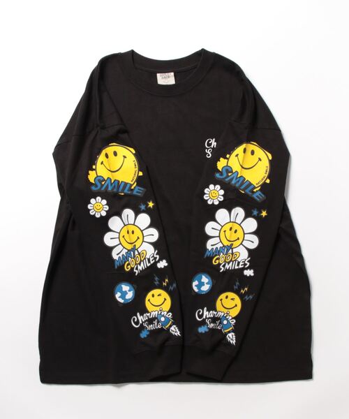 「SMILEY FACE」 長袖Tシャツ M ブラック系その他3 メンズ