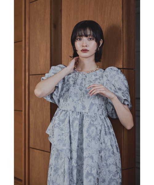 niana ドレス バブルスリーブジャガードドレス マタニティ 妊婦