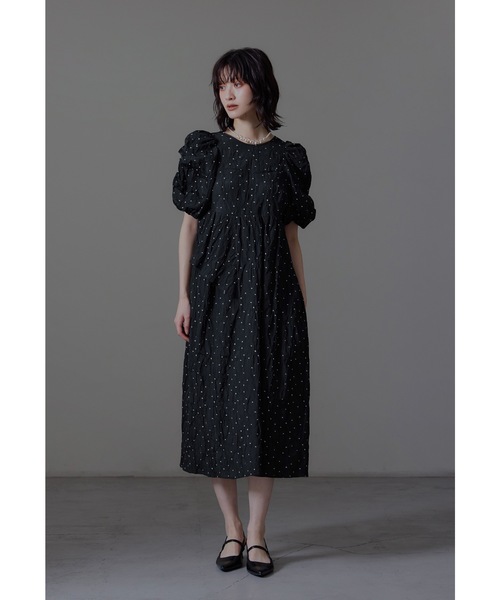 niana（ニアナ） ドレス バブルスリーブジャガードドレス ドット