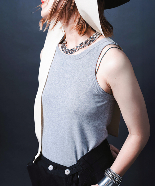 タンクトップ ノースリーブ “O”COTTON NAYLON TANK：タンクトップ レディース