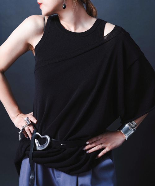 タンクトップ ノースリーブ “O”COTTON NAYLON TANK：タンクトップ レディース