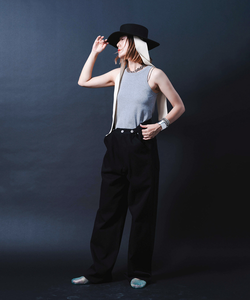 タンクトップ ノースリーブ “O”COTTON NAYLON TANK：タンクトップ レディース