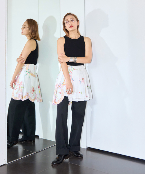 タンクトップ ノースリーブ “O”COTTON NAYLON TANK：タンクトップ レディース