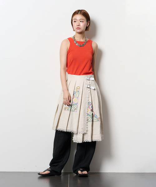 タンクトップ ノースリーブ “O”COTTON NAYLON TANK：タンクトップ レディース