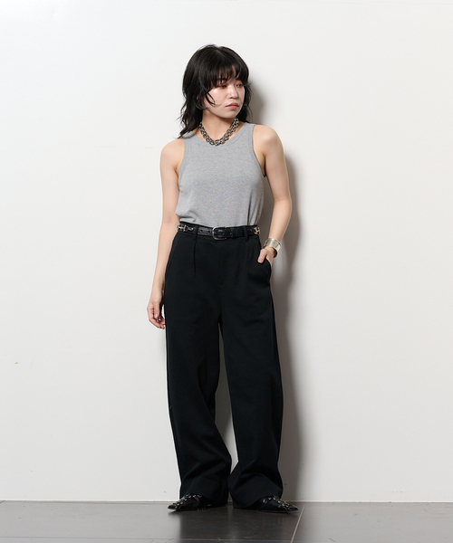タンクトップ ノースリーブ “O”COTTON NAYLON TANK：タンクトップ レディース