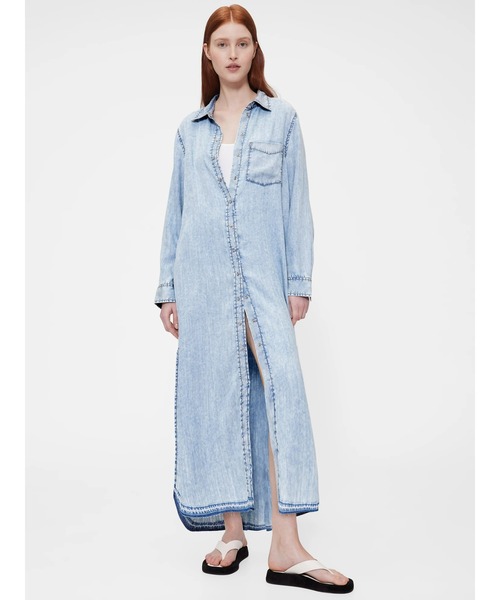 DT♪FARO デニム風シャツドレス ワンピース 関税込 GapStudio ワンピース Gapstudio ドレープデニム シャツドレス