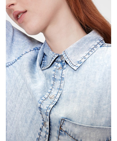 トレンド デニム スリット  シャツ ワンピース ドレス デニムドロストスリットワンピース / GRACE CONTINENTAL | GRACE