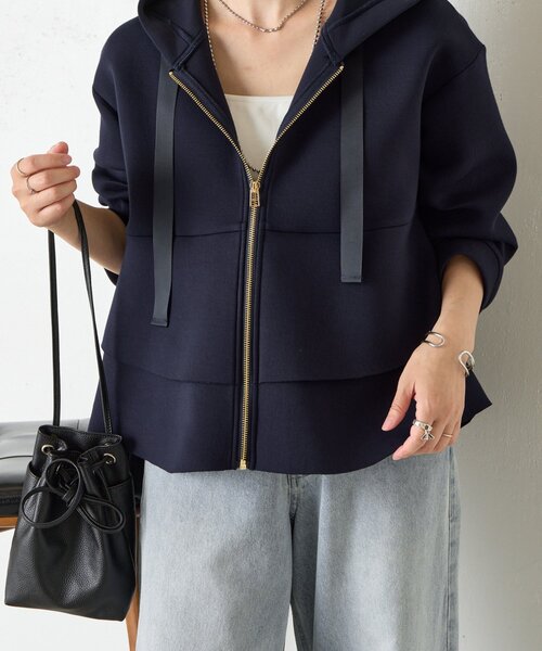 BARNEYSNEWYORKフリルパーカー　ネイビー ジップ付き M 38 BARNEYS NEW YORK - 最終価格！BARNEYSNEWYORK フリルパーカーの通販